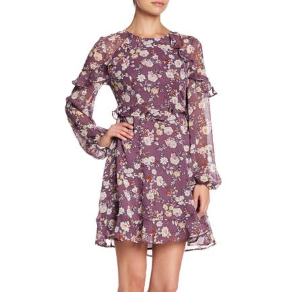 Astr The Label Ruffle Floral Print Boho Mini Dress